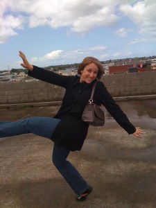 Me and my jacket have fun on a rooftop carpark in old Christchurch