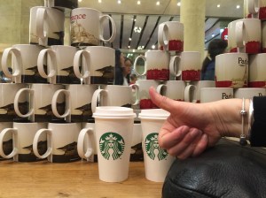 Out of the rain at Starbucks